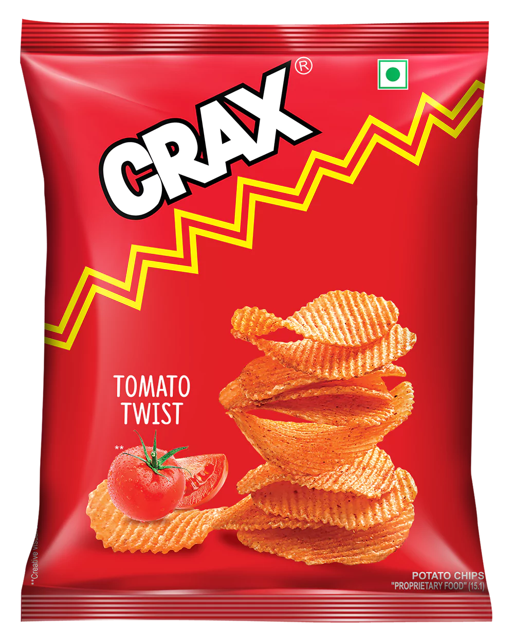 Crax Potato Chips Simply Salted flavour with 100% More Chips in Every Packet